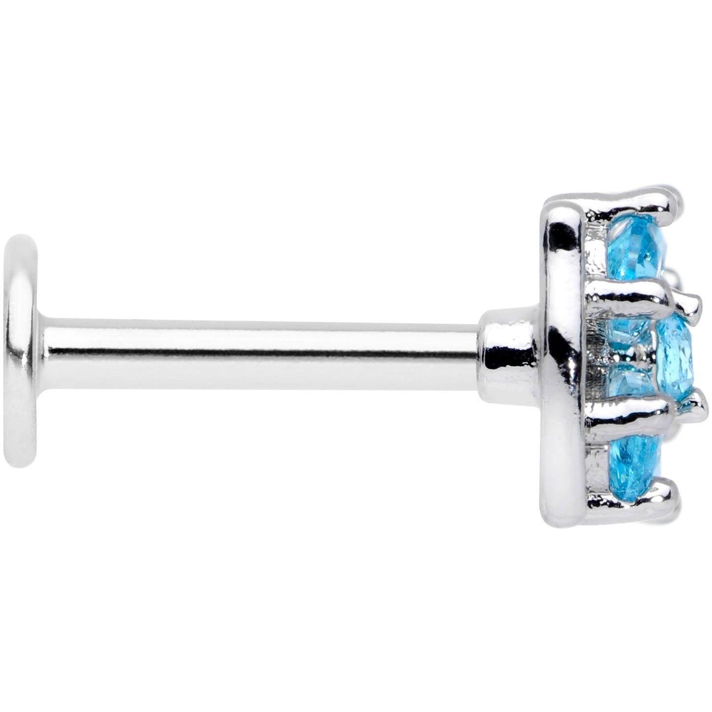 16G 5/16 Aqua CZ Gem Beauty Bow Labret Monroe Tragus