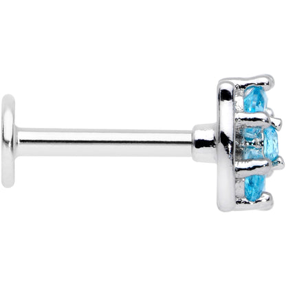 16G 5/16 Aqua CZ Gem Beauty Bow Labret Monroe Tragus