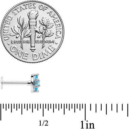 16G 5/16 Aqua CZ Gem Beauty Bow Labret Monroe Tragus