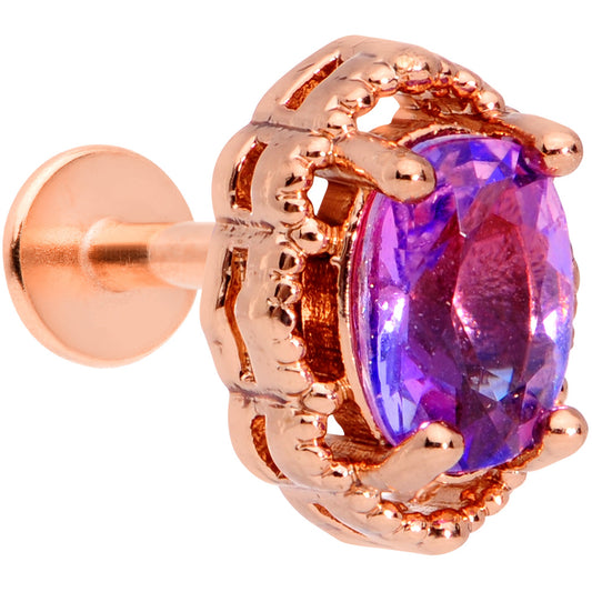 16G 5/16 Purple Tourmaline Rose Gold Tone Labret Monroe Tragus