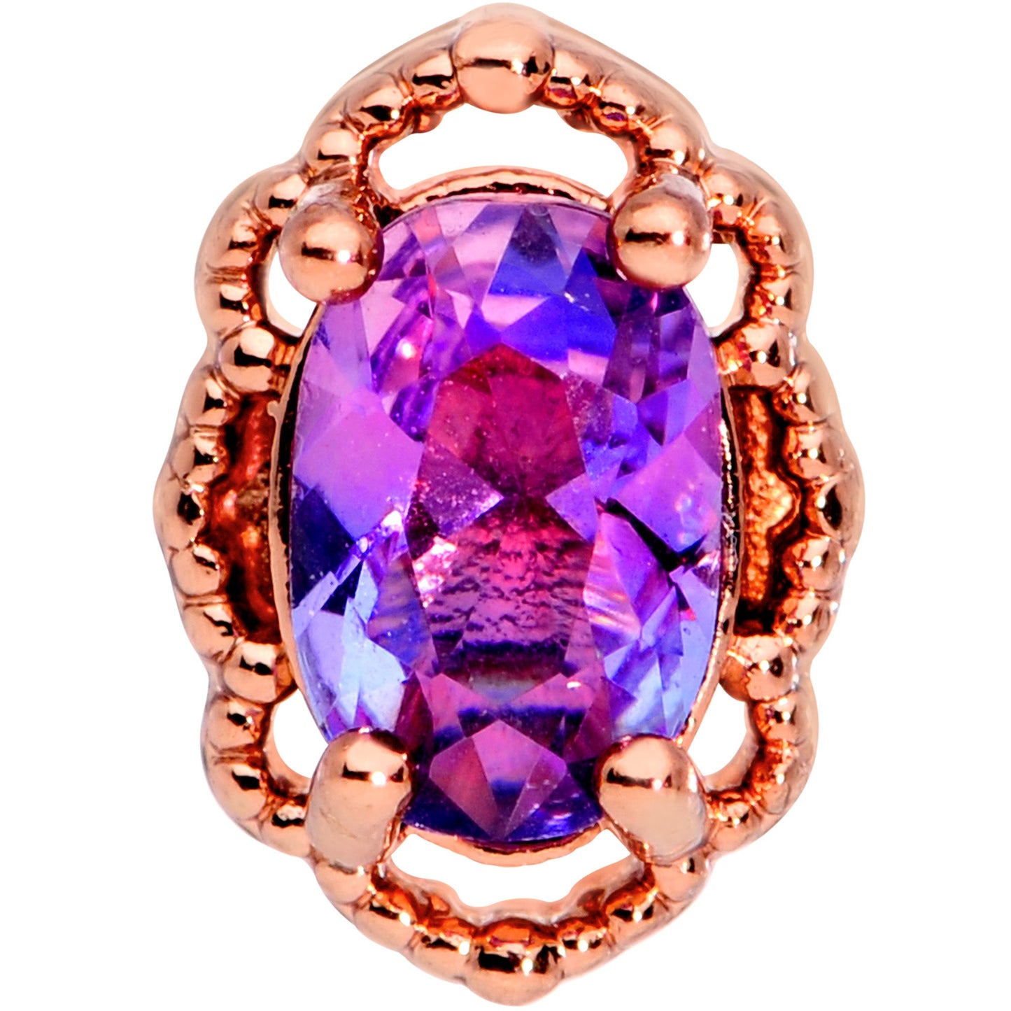 16G 5/16 Purple Tourmaline Rose Gold Tone Labret Monroe Tragus