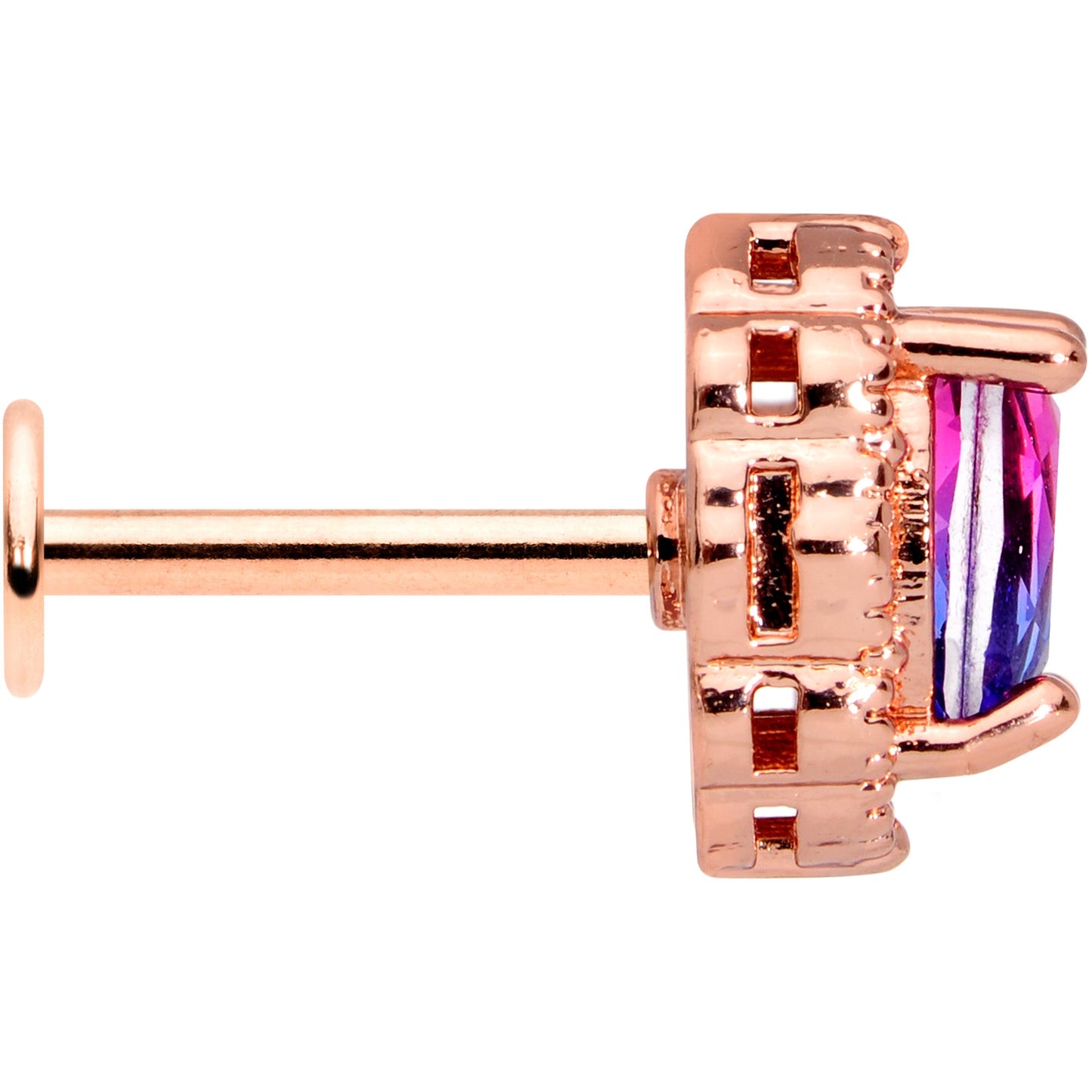 16G 5/16 Purple Tourmaline Rose Gold Tone Labret Monroe Tragus