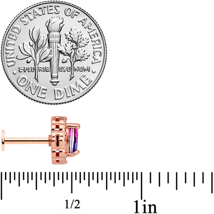 16G 5/16 Purple Tourmaline Rose Gold Tone Labret Monroe Tragus