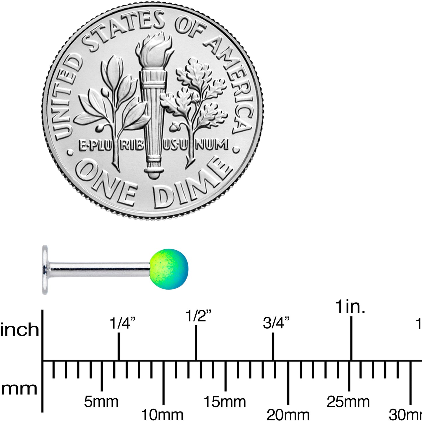 16G 5/16 Yellow Blue Ombre Soft Finish Labret Monroe Tragus