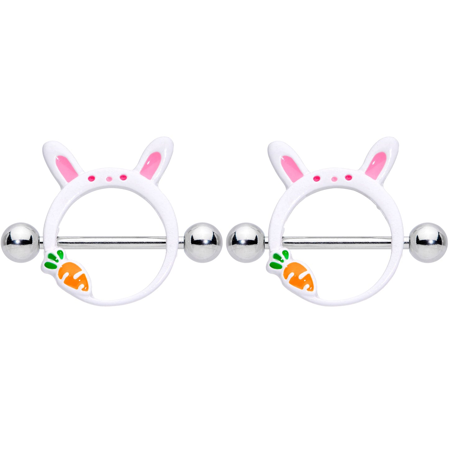 14G 9/16 Carrot White Easter Bunny Nipple Shield Set