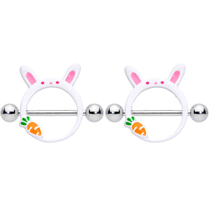 14G 9/16 Carrot White Easter Bunny Nipple Shield Set
