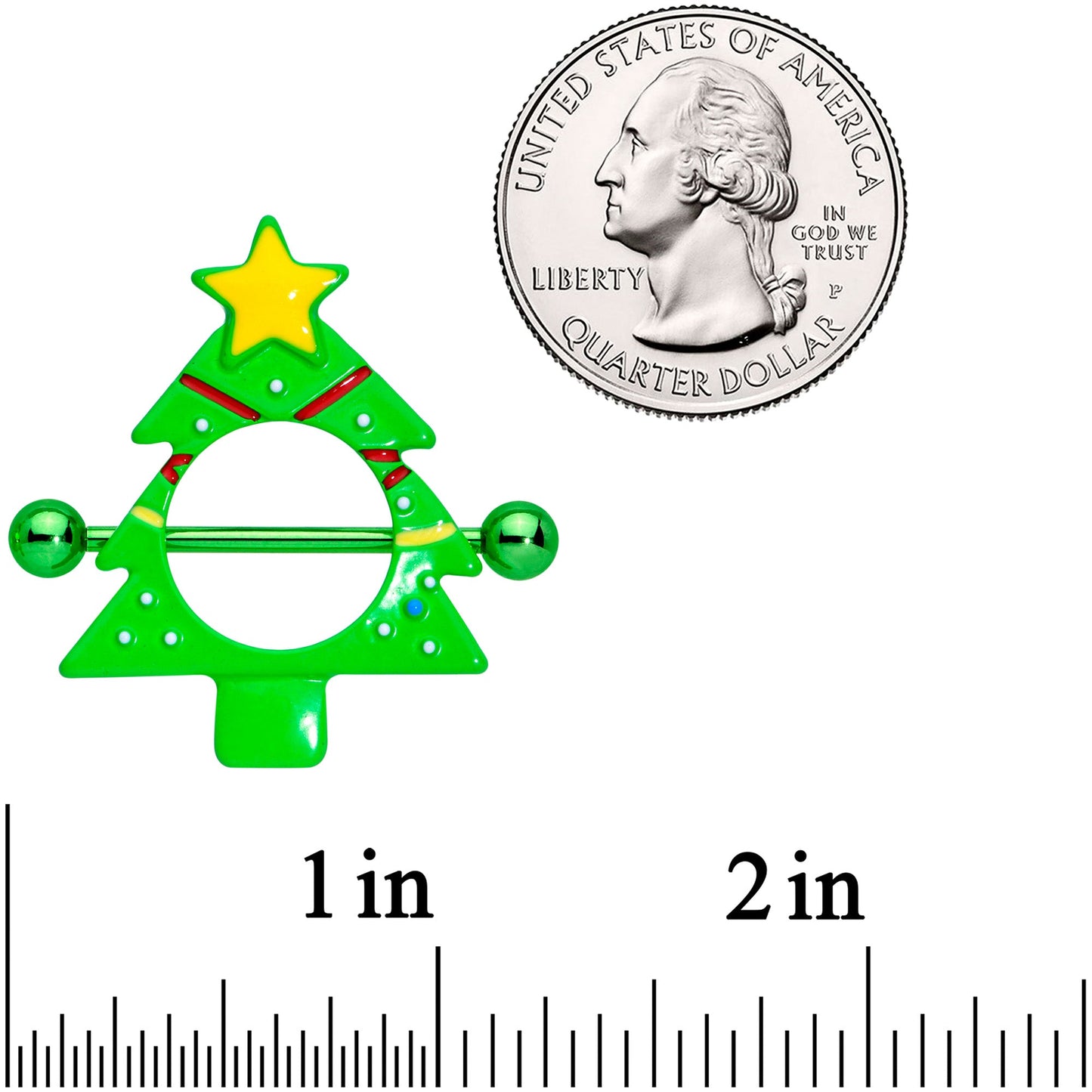 14G 5/8 Green Christmas Tree Nipple Shield Set