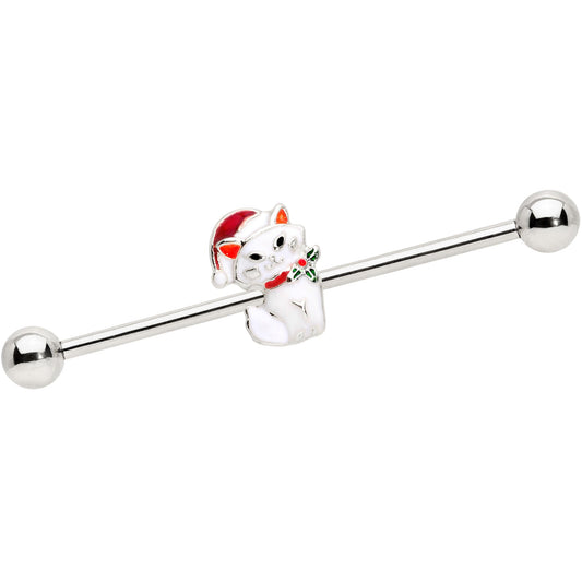 14G Cat Santa Hat Christmas Industrial Barbell 38mm