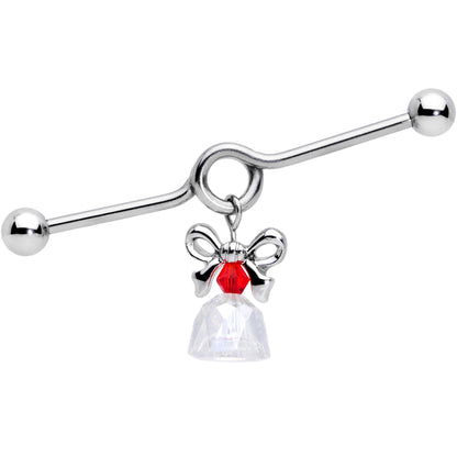 14G Clear Red Gem Bell Christmas Dangle Project Barbell 38mm