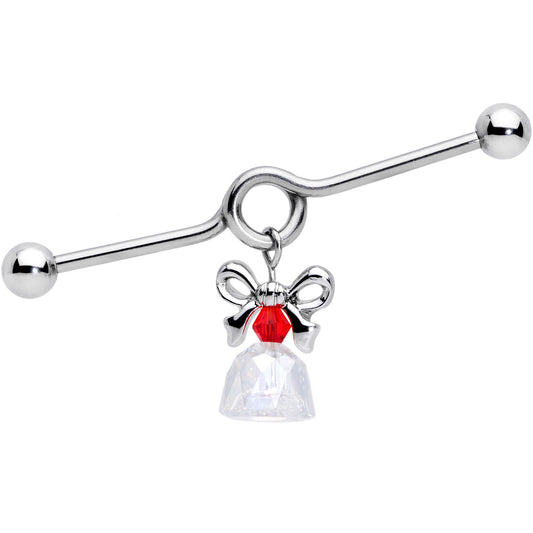 14G Clear Red Gem Bell Christmas Dangle Project Barbell 38mm