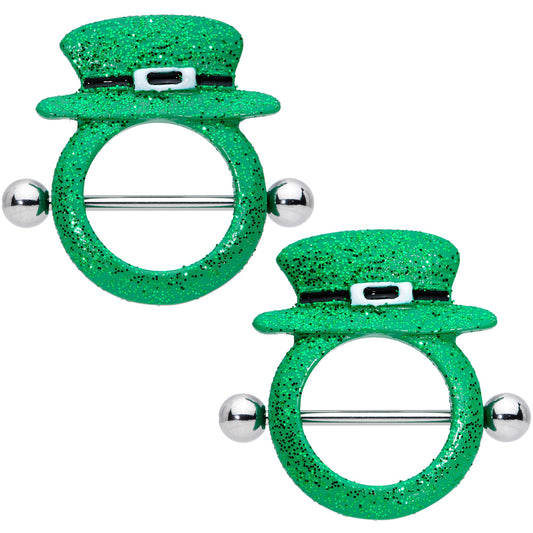 14G 11/16 Top Hat Leprechaun St Patricks Day Nipple Shield Set