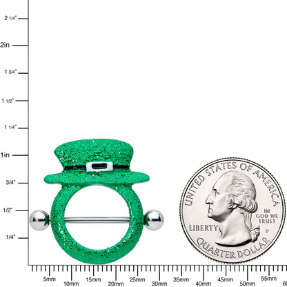 14G 11/16 Top Hat Leprechaun St Patricks Day Nipple Shield Set