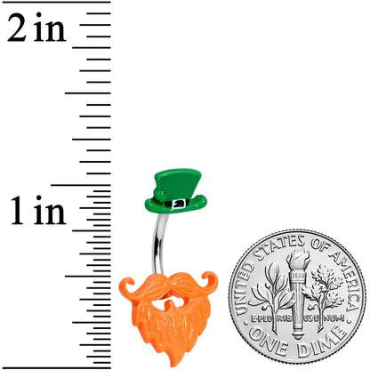 Green Hat Bearded Leprechaun St Patricks Day Belly Ring