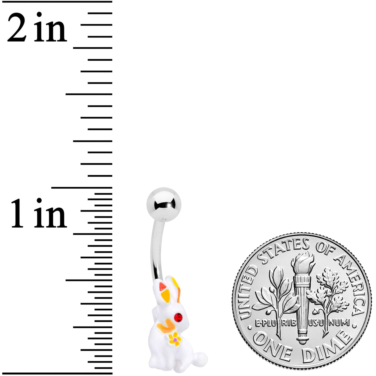 Red Gem White Easter Rabbit Belly Ring