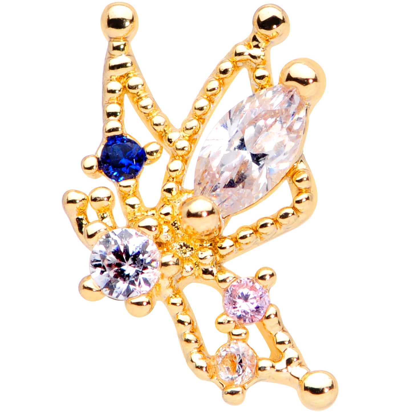 16G 1/4 Clear CZ Gem Star Angel Christmas Cartilage Tragus