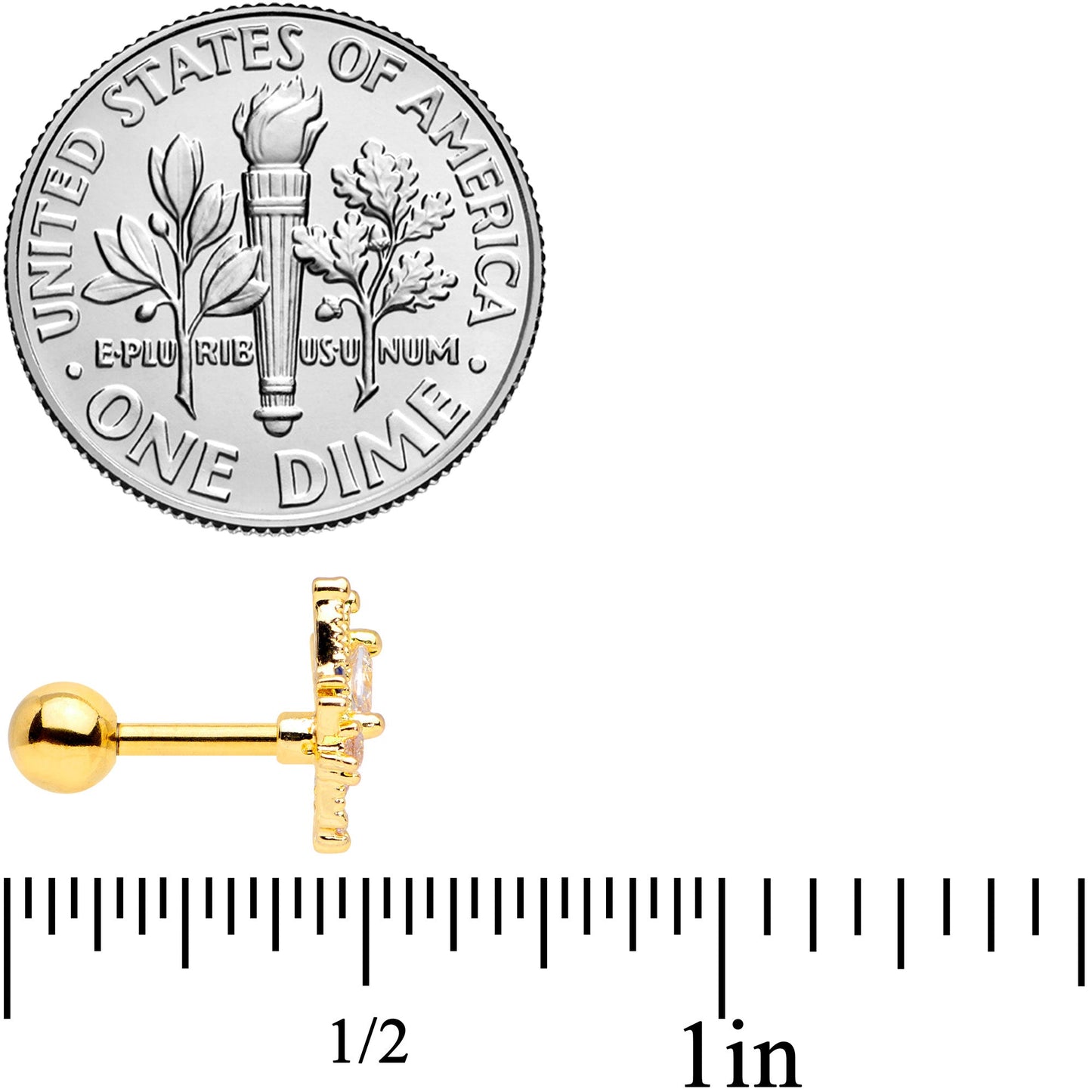 16G 1/4 Clear CZ Gem Star Angel Christmas Cartilage Tragus