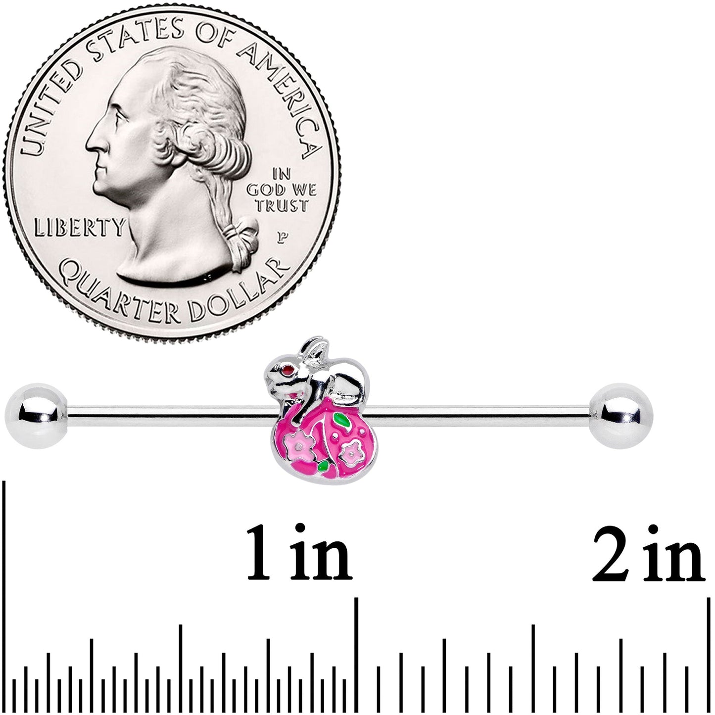 14G Bunny Rabbit Easter Egg Industrial Barbell 38mm