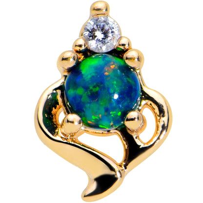 16G 1/4 Blue Synthetic Opal Gold Tone Twist Labret Monroe Tragus