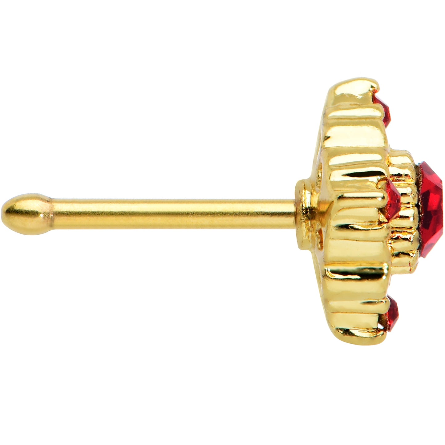 20G 1/4 Red Gem Gold Tone Regal Rhombus Nose Bone