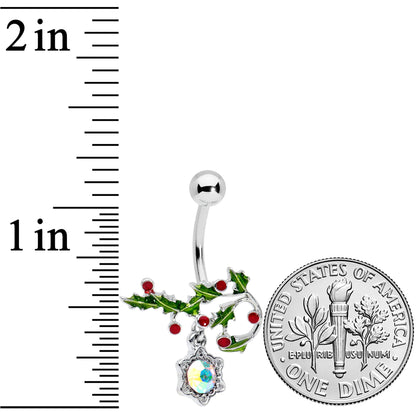 Aurora Red Gem Holly Holiday Decor Christmas Belly Ring