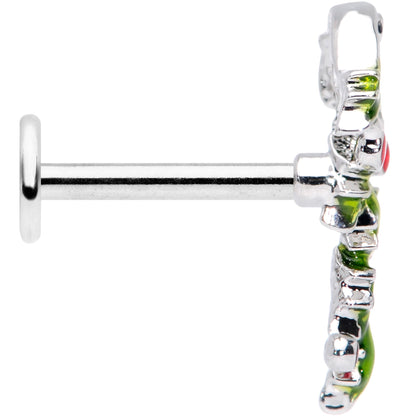 16G 5/16 Pink CZ Gem Candy Cane Holly Labret Monroe Tragus