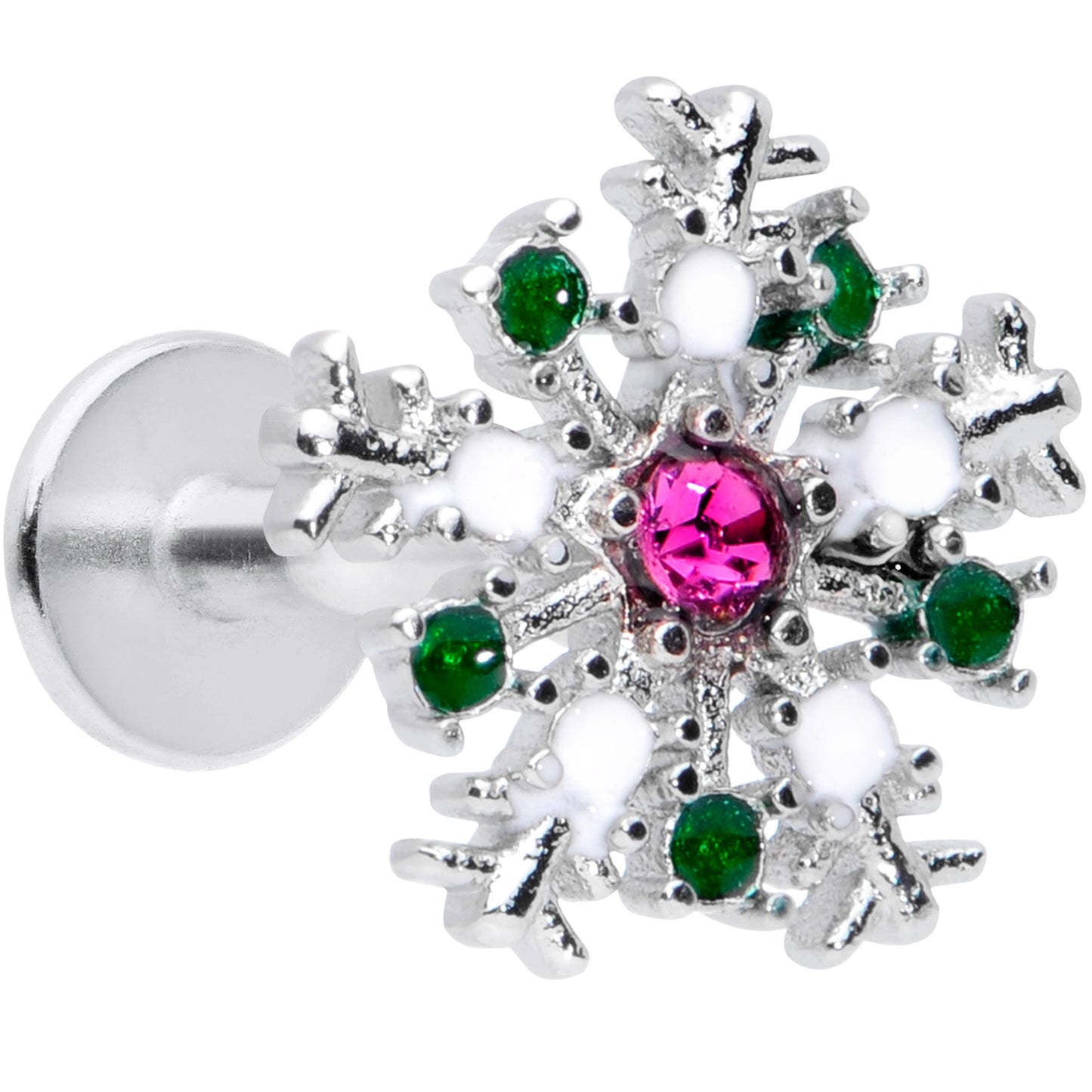 16G 5/16 Clear Pink Green Gem Snowflake Labret Monroe Tragus