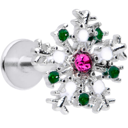 16G 5/16 Clear Pink Green Gem Snowflake Labret Monroe Tragus