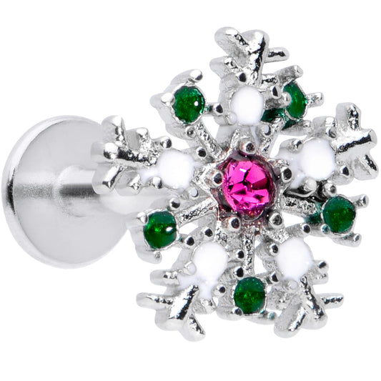 16G 5/16 Clear Pink Green Gem Snowflake Labret Monroe Tragus