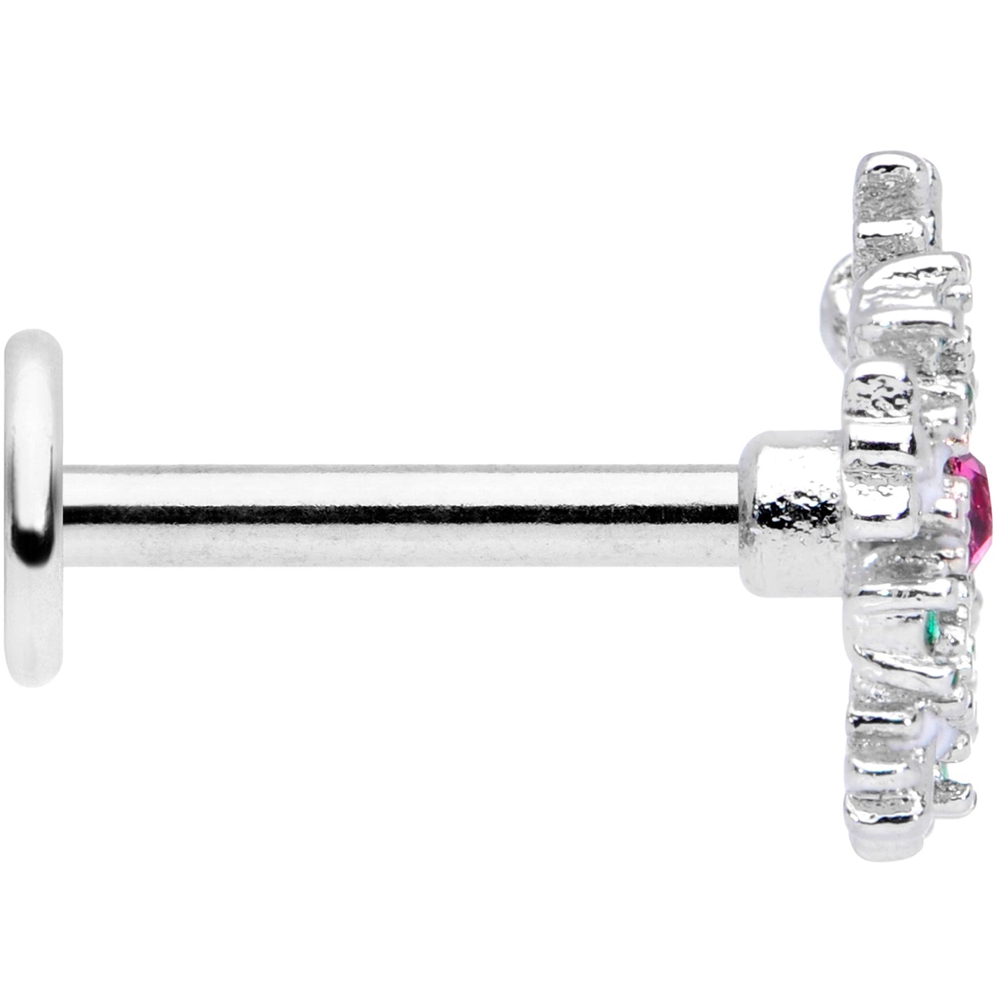 16G 5/16 Clear Pink Green Gem Snowflake Labret Monroe Tragus