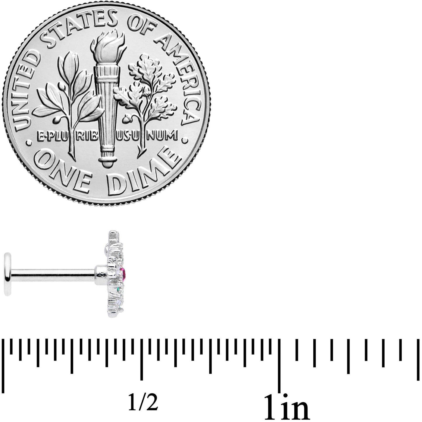 16G 5/16 Clear Pink Green Gem Snowflake Labret Monroe Tragus