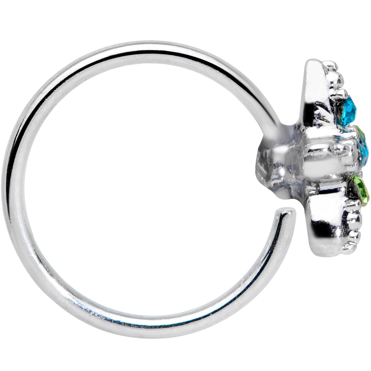20G 5/16 Clear Blue Green Gem Glam Starfish Nose Hoop