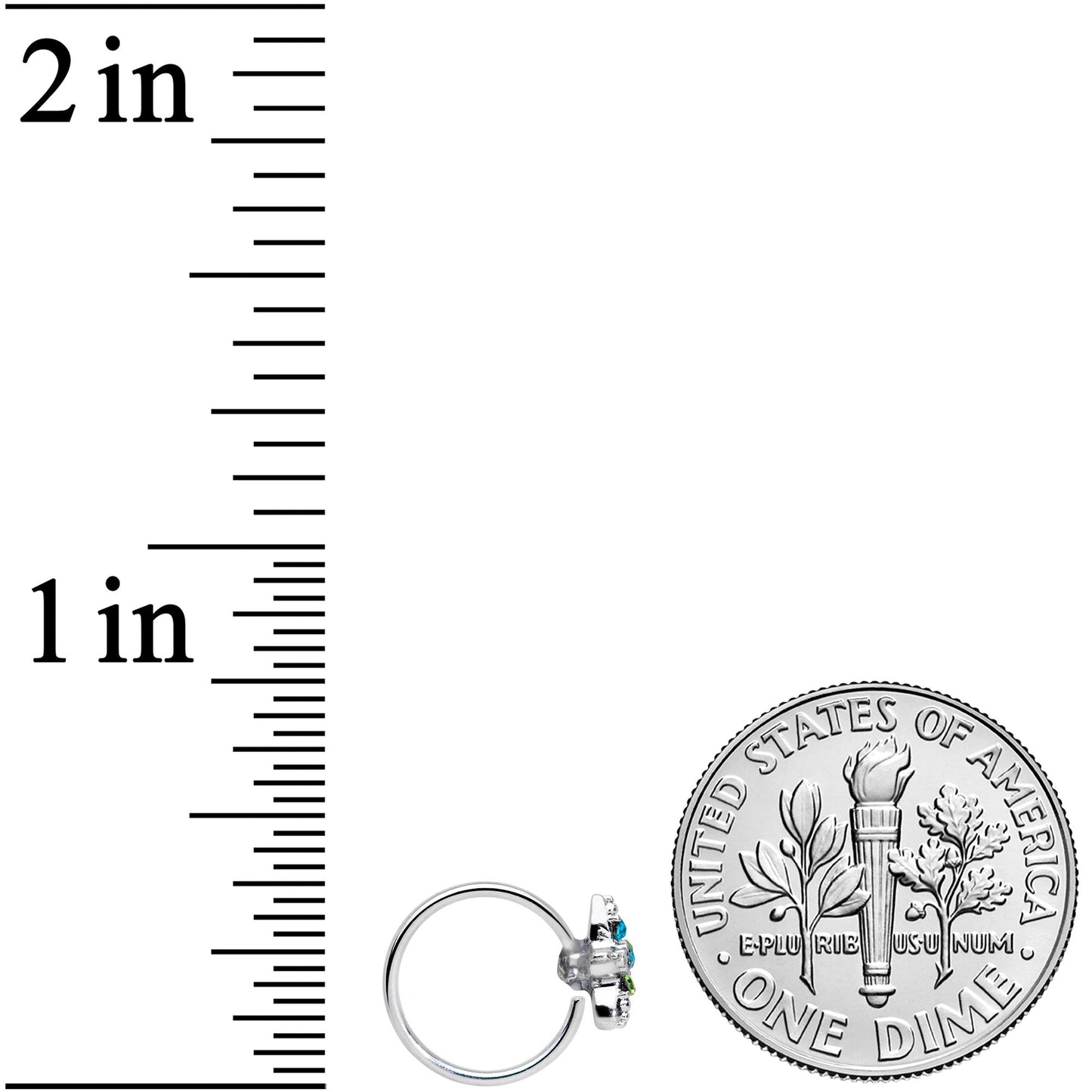 20G 5/16 Clear Blue Green Gem Glam Starfish Nose Hoop