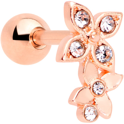 16G 1/4 Clear Gem Rose Gold Tone Bloom Butterfly Cartilage Tragus