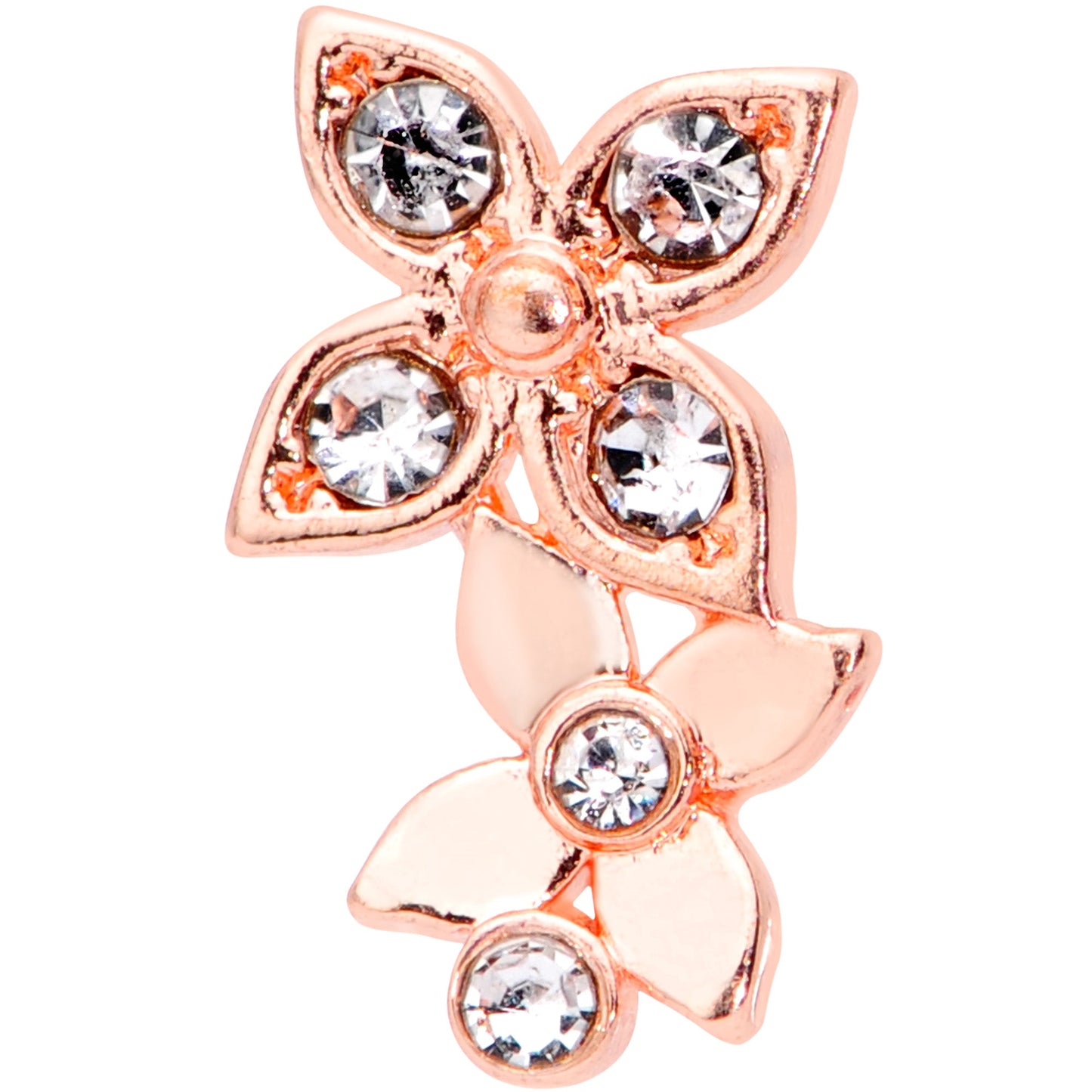 16G 1/4 Clear Gem Rose Gold Tone Bloom Butterfly Cartilage Tragus