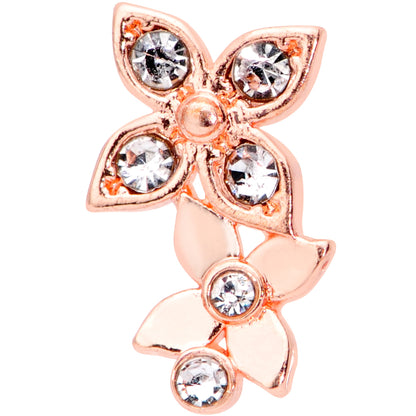 16G 1/4 Clear Gem Rose Gold Tone Bloom Butterfly Cartilage Tragus