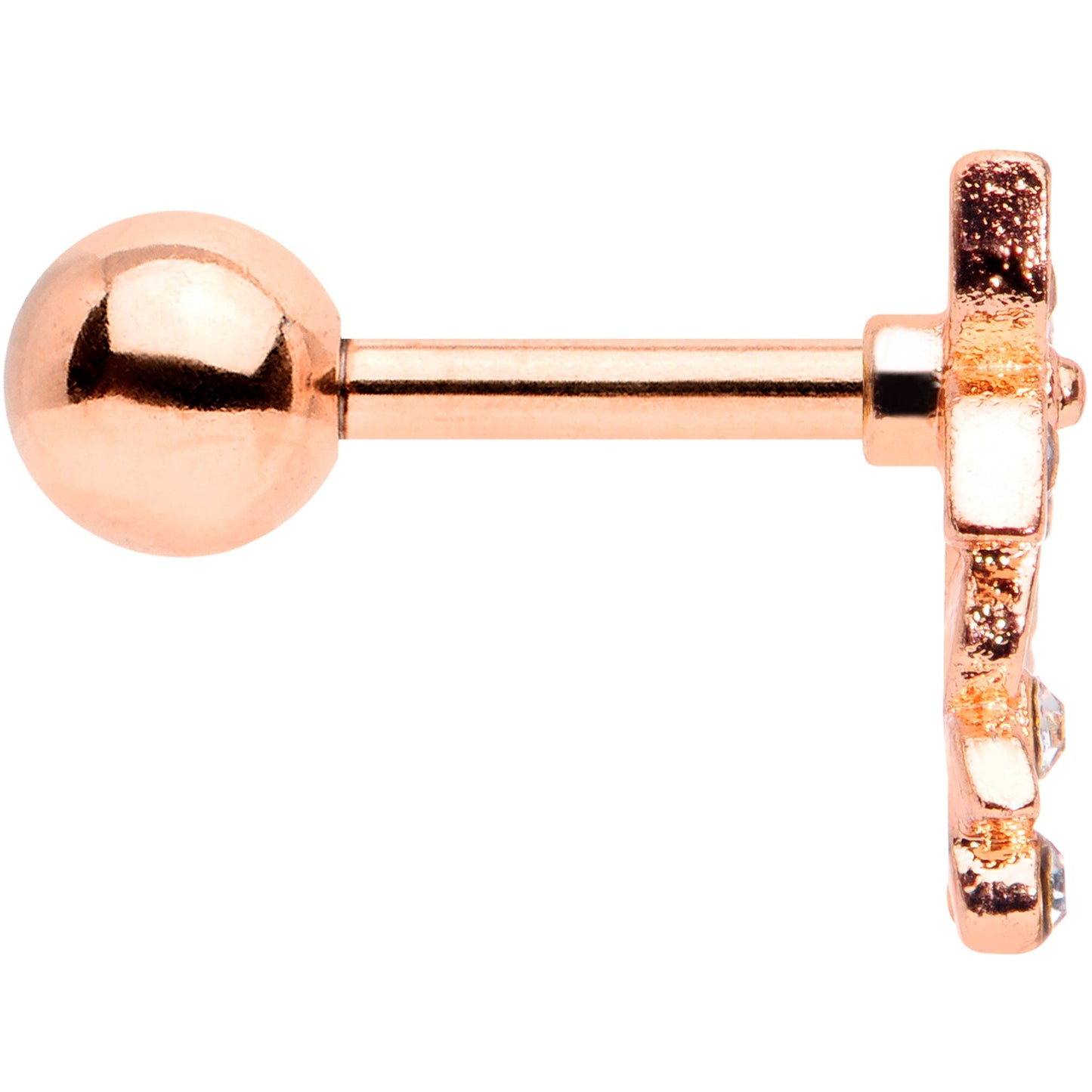 16G 1/4 Clear Gem Rose Gold Tone Bloom Butterfly Cartilage Tragus