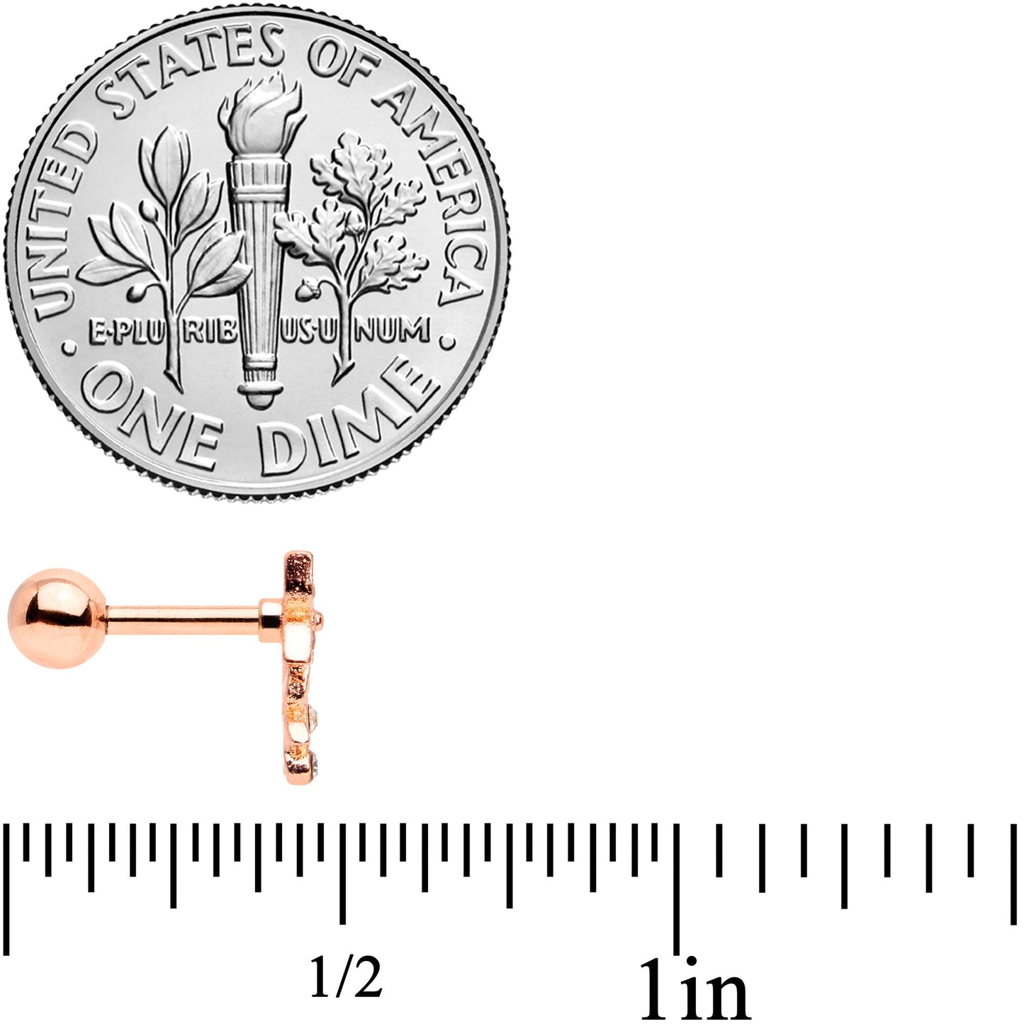 16G 1/4 Clear Gem Rose Gold Tone Bloom Butterfly Cartilage Tragus