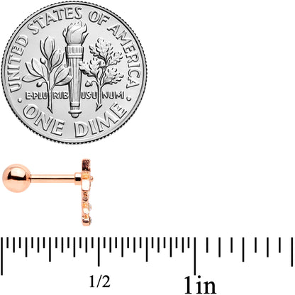 16G 1/4 Clear Gem Rose Gold Tone Bloom Butterfly Cartilage Tragus