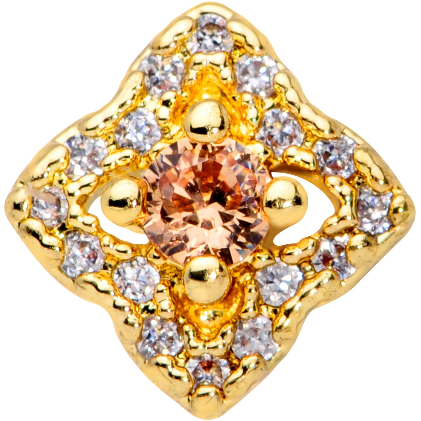 20G 5/16 Yellow Clear CZ Gem Gold Tone Rhombus Royale Nose Hoop