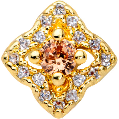 20G 5/16 Yellow Clear CZ Gem Gold Tone Rhombus Royale Nose Hoop