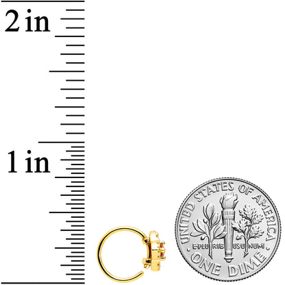 20G 5/16 Yellow Clear CZ Gem Gold Tone Rhombus Royale Nose Hoop