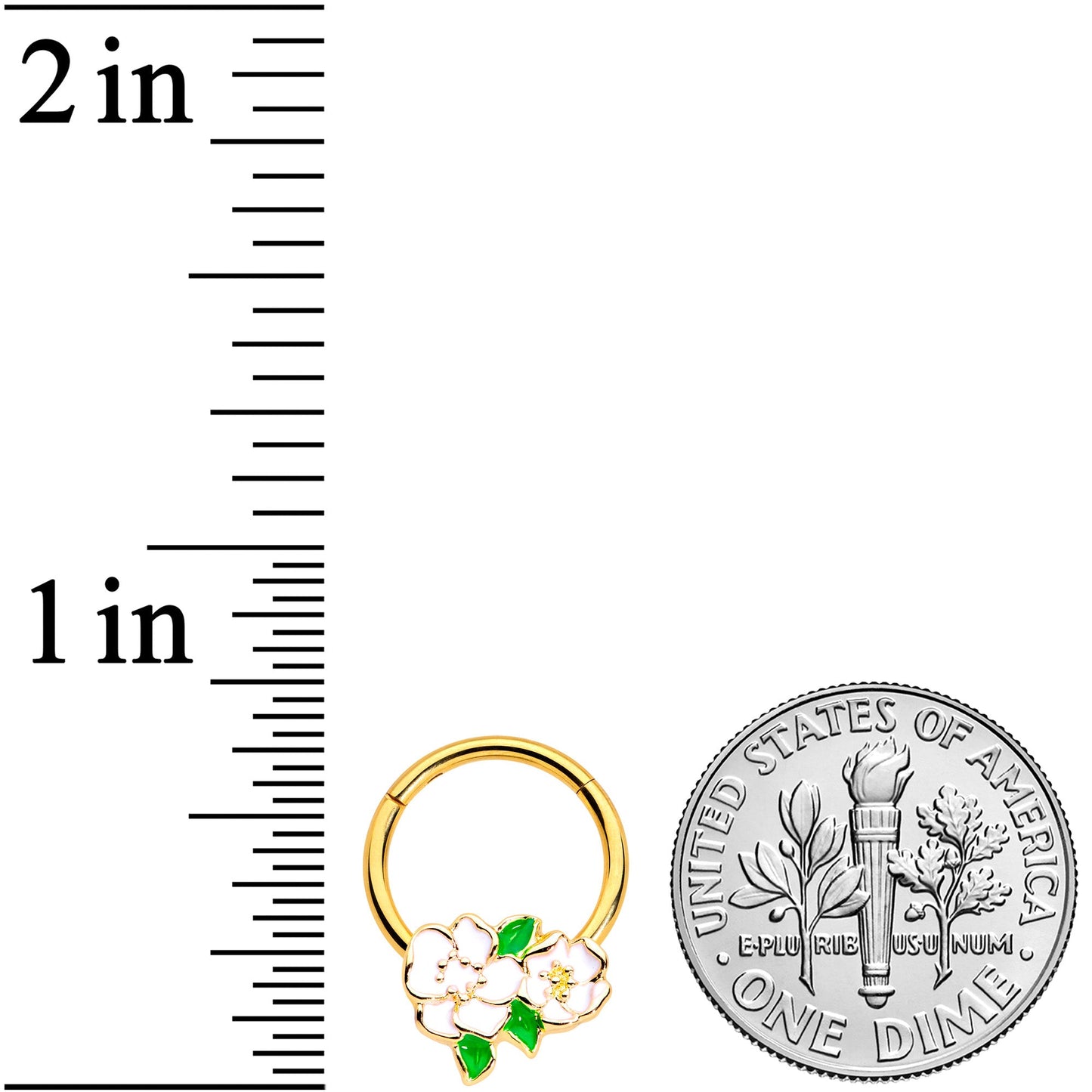 16G 5/16 Gold Tone White Spring Flowers Hinged Segment Ring