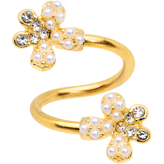 Clear Gem Gold Tone Stylish Splat Spiral Twister Belly Ring