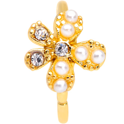 20G 5/16 Clear Gem Gold Tone Stylish Splat Nose Hoop