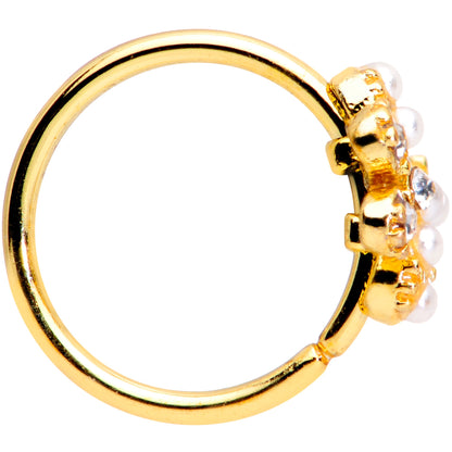 20G 5/16 Clear Gem Gold Tone Stylish Splat Nose Hoop