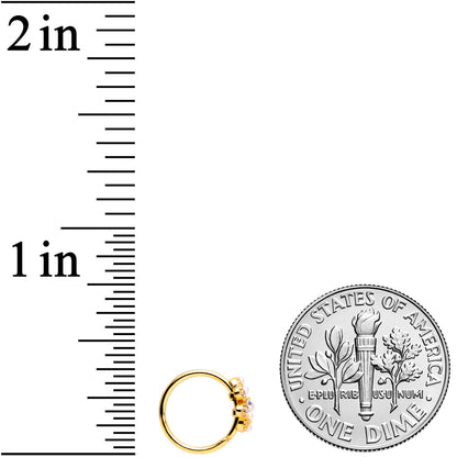 20G 5/16 Clear Gem Gold Tone Stylish Splat Nose Hoop