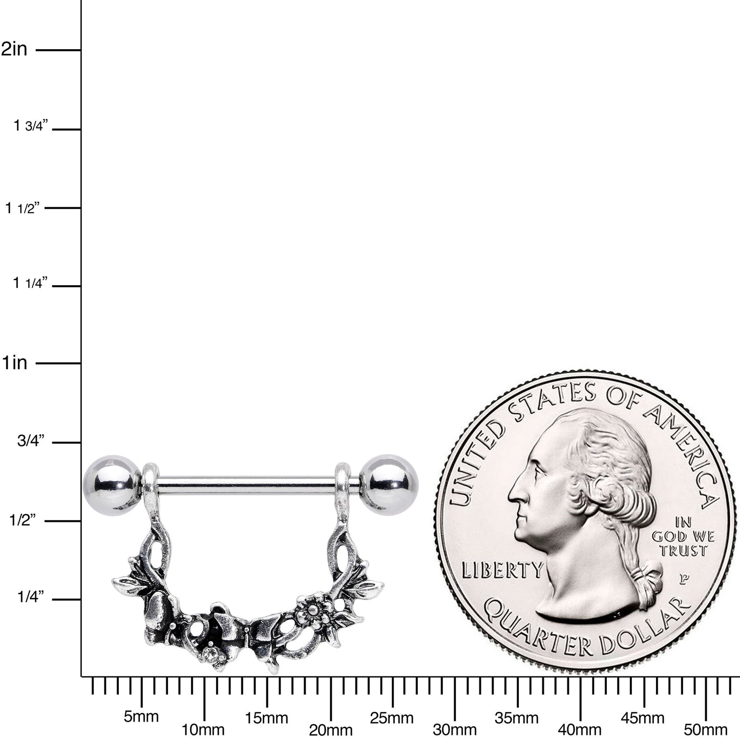 14G 9/16 Clear Gem Abstract Bow Butterfly Dangle Nipple Ring Set