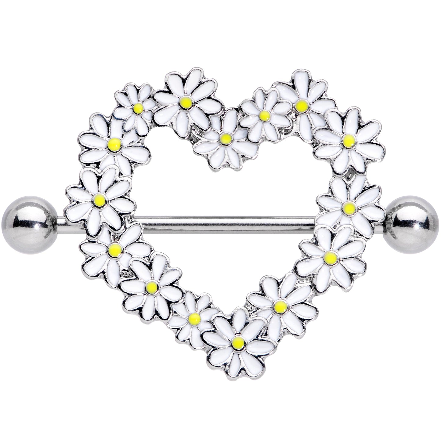 14G 13/16 Daisy Flower Heart Valentines Nipple Shield Set