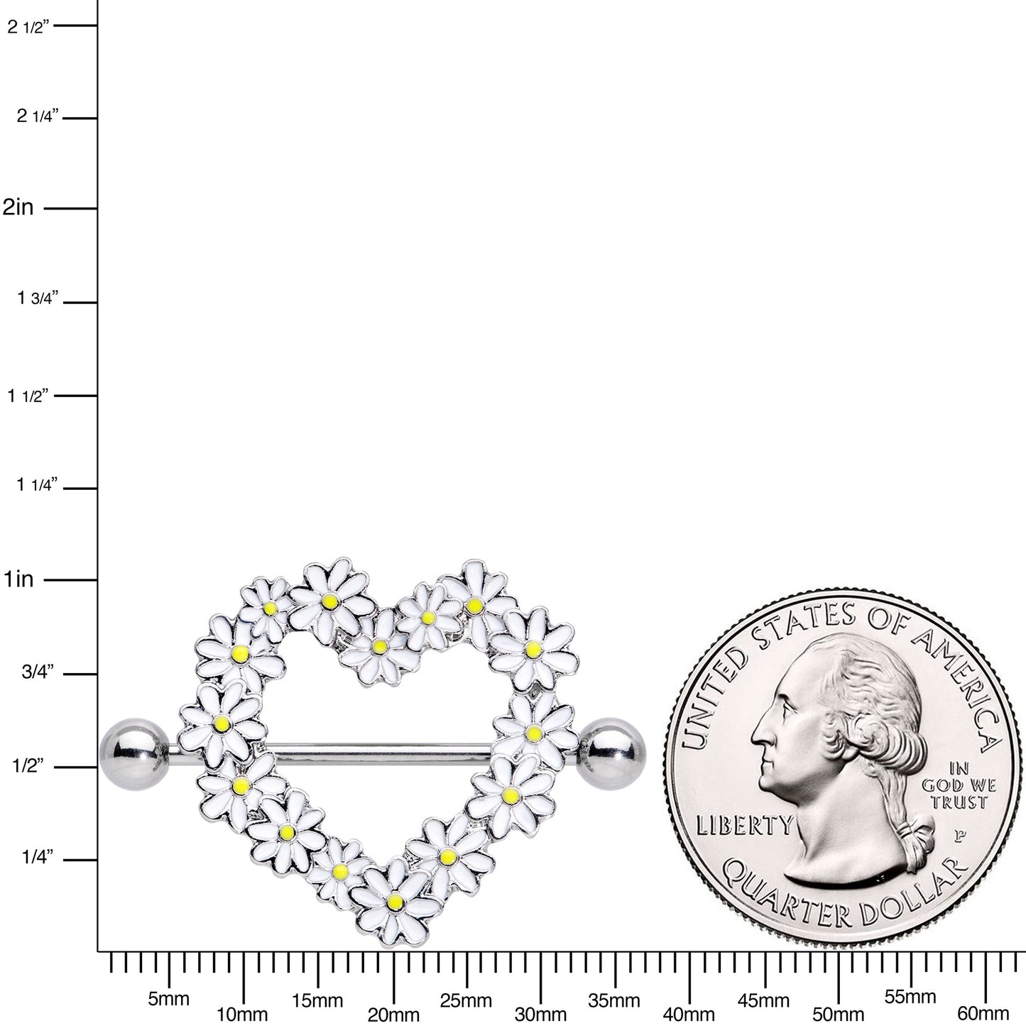 14G 13/16 Daisy Flower Heart Valentines Nipple Shield Set