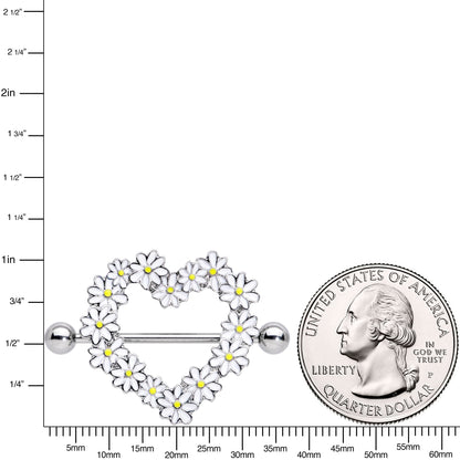 14G 13/16 Daisy Flower Heart Valentines Nipple Shield Set